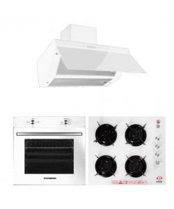 Pachet Incorporabil Cuptor electric Hausberg HB-8051AB, Clasa A, 76L, 2000W, Plita incorporabila Hausberg HB-563AB, Gaz, 4 arzatoare, Hota Incorporabila decorativa HB-1275AB, 60 cm, absorbtie 450m3/h, Filtru aluminiu, Alb