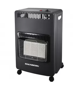 Soba pe gaz GPL Hausberg HB-1021NG, aprindere piezo-electrica, 3 placi de incalzire ceramic putere totala 4.2kW, sistem de oprire automata a gazului, Negru