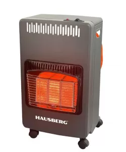 Soba pe gaz GPL Hausberg HB-1021NG, aprindere piezo-electrica, 3 placi de incalzire ceramic putere totala 4.2kW, sistem de oprire automata a gazului, Negru