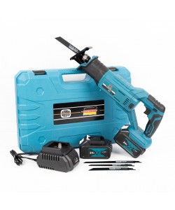 Fierastrau sabie German Meister XR, cu 2 acumulatori, 5Ah, 24V, 4 panze, albastru