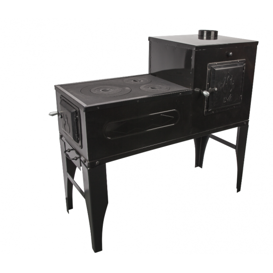 Soba de gatit pe lemne Gospodar,neagra tip dreapta,50 kg,82x46x82 cm