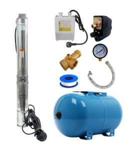 Kit Hidrofor Zinith Italy  24L cu Pompa submersibila 3STM122, 1.25KW, 140m, 100 l/min, 3/4 toli (21.5mm), Sistem premium complet