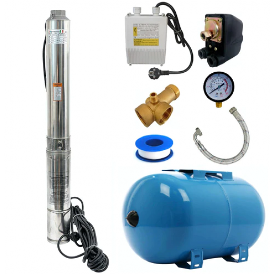 Kit Hidrofor Zinith Italy 24L cu Pompa submersibila  4STM807, 1.65KW, 80m, 266 l/min, 1.25 toli (32mm) , Sistem premium complet