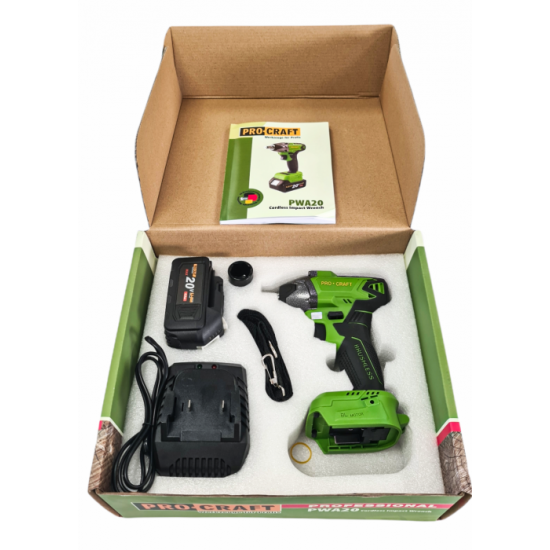 Masina de insurubat cu acumulator, cu impact Procraft PWA20 20V, 4 Ah, 2200 rotatii, 350 Nm