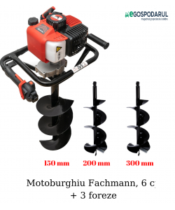 Motoburghiu pe benzina, foreza pentru pamant, Fachmann by Campion, 6 cp + 3 burghie incluse (150,200,300 mm)