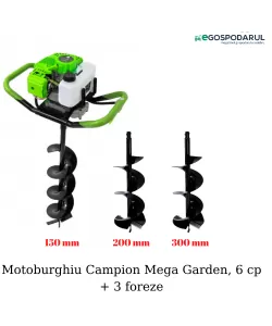 Motoburghiu pe benzina, foreza pentru pamant, Mega Garden by Campion, 6 cp + 3 burghie incluse (150,200,300 mm) Motoburghiu pe benzina, foreza pentru pamant, Mega Garden by Campion, 6 cp + 3 burghie incluse (150,200,300 mm)