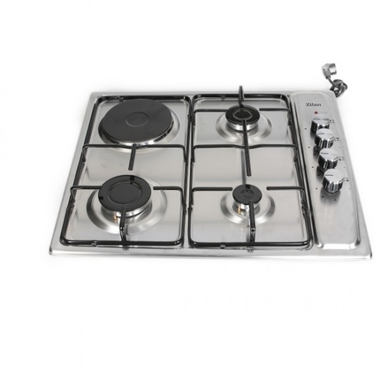 Plita incorporabila Zilan ZLN-1918 GPL si Gaz natural 58x50 cm, 3 ochiuri, 1 ochi inductie, duze de schimb incluse, aprindere electrica, Inox