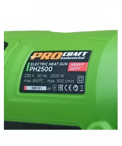 Pistol cu aer cald industrial PROCRAFT PH2500, 650° C, 2500W Pistol cu aer cald industrial PROCRAFT PH2500, 650° C, 2500W