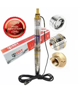 Pompa submersibila, DDT, 3QJD-1.1, 1.1 kW, Inox, 75 mm diametru, 10 turbine