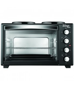 Cuptor electric cu plita Zilan ZLN-2928, Negru capacitate mare 35 Litri, 1600W, Timer, Gratar, Tava inclusa,