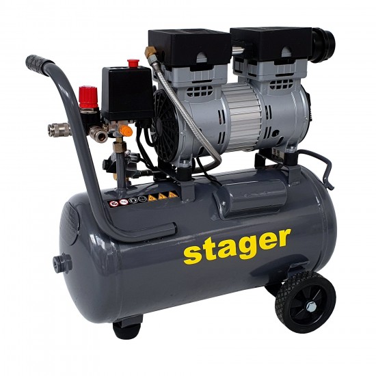 Stager HM0.75JW/24 compresor aer, 24L, 8bar, 135 L/min, monofazat, angrenare directa, silentios