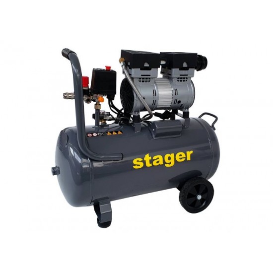 Stager HM0.75JW/50 compresor aer, 50L, 8bar, 135L/min, monofazat, angrenare directa, silentios