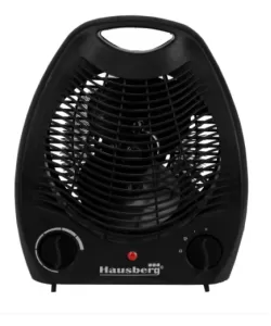 Aeroterma Hausberg HB-8501NG, 2000 W, 2 trepte de putere, termostat reglabil, Negru
