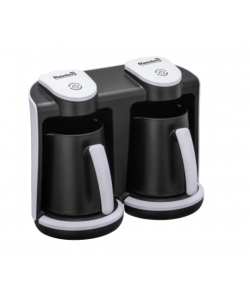 Aparat pentru preparat cafea turceasca Hausberg HB-3820AB, 2 recipiente, 400+400 W, avertizare sonora si luminoasa, Alb/Negru