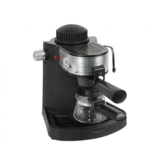 Espressor cafea Hausberg, 650 W, 3.5 Bar, 4 cesti, Negru/Argintiu