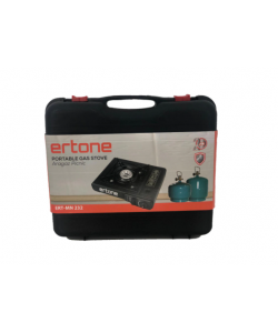 Aragaz portabil 2 in 1 camping Ertone ERT-MN232, Pentru butelie spray si standard, 2.2 kW, Aprindere piezo, Negru