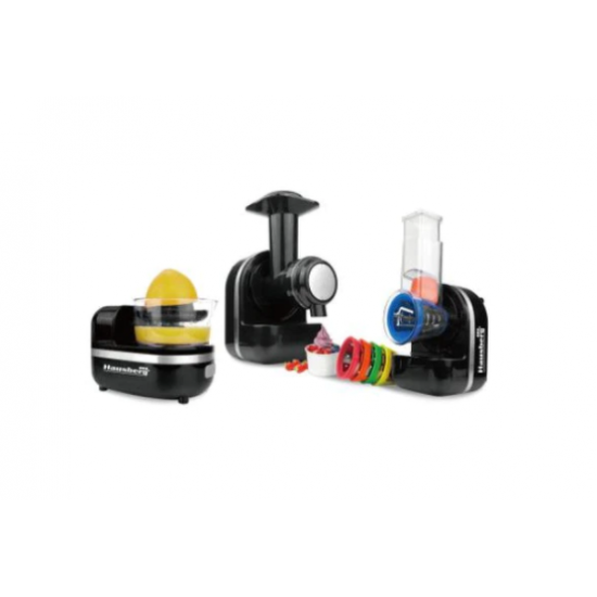 Robot bucatarie 3 in 1 masina inghetata, storcator citrice, tocator HB-7521B, 150W, negru