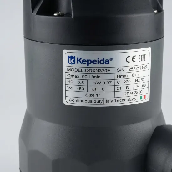 Pompa submersibila apa curata KEPEIDA QDXN370F, 0.37 kW, debit max 90 L/min, inaltime maxima refulare 6 metri, bobinaj 100% cupru, tehnologie si design italian