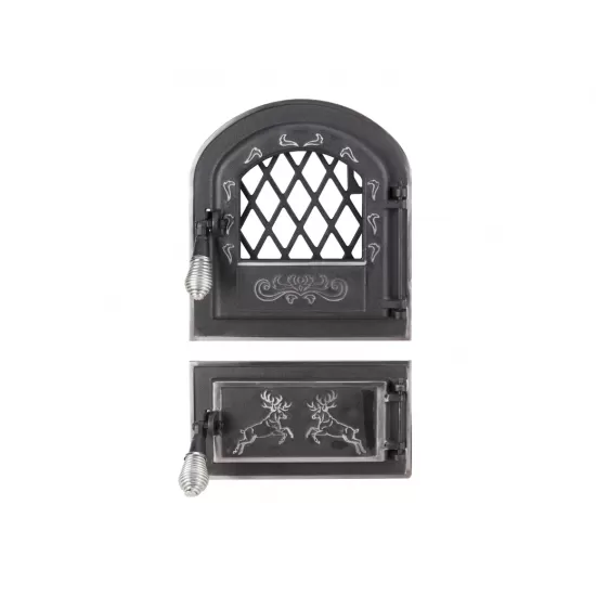 Usa Soba cu Geam + Cenusar Cerbi Ornamente Argintii Usa Soba cu Geam + Cenusar Cerbi Ornamente Argintii