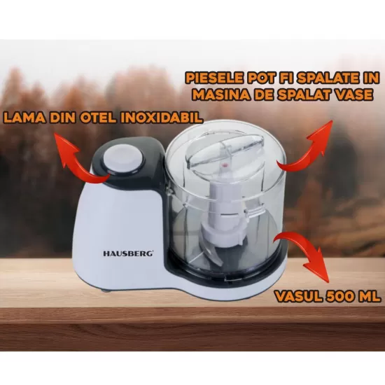 Tocator electric Hausberg HB-4504A, putere 100 W, Alb Tocator electric Hausberg HB-4504A, putere 100 W, Alb