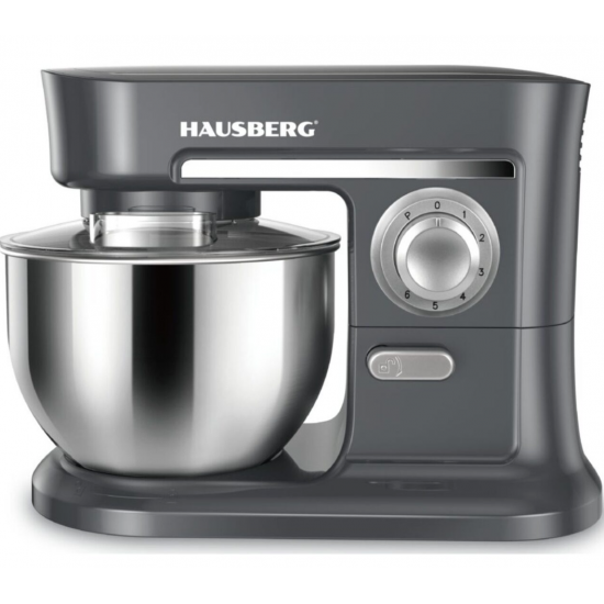 Mixer cu bol HAUSBERG HB-7620GR, putere 700-800W, 5 litri, 6 viteze, Gri