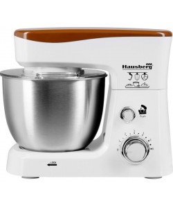 Mixer electric cu bol inox  - Hausberg HB-7625AB, 4.5 L, 700 W, 6 trepte -Alb
