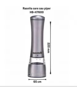 Rasnita sare/piper Hausberg HB-H7600, Manuala, corp din inox 22 cm