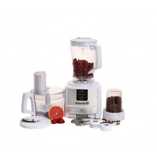 Robot de bucatarie 3 in 1 HB7522A , macinare, taiere, framantare si tocare, 600 W, alb, multifunction food procesor