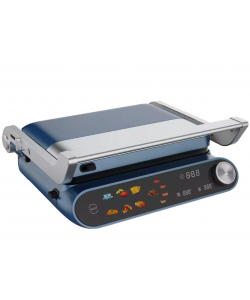 Sandwich Maker 2 in 1 HAUSBERG HB-635, Putere 2200 W, Placi pentru sanwich si grill, Acoperite cu strat anti-aderent, Ecran tactil digital, 7 programe diferite de gatit, Culoare Albastru/Gri