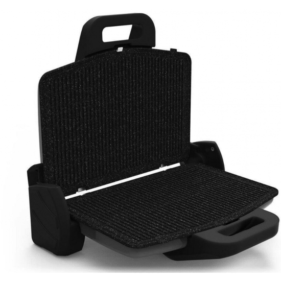 Sandwich-maker Hausberg HB631NG, 1600-1800W, Placi antiaderente, Negru/Inox