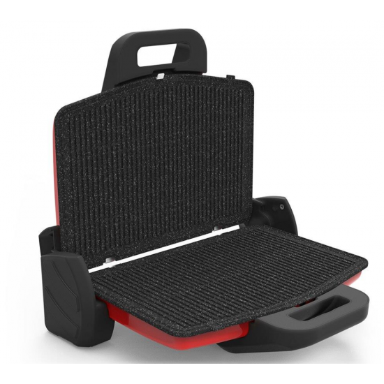 Sandwich-maker Hausberg HB631RS, 1600-1800W, Placi antiaderente, Rosu/Inox