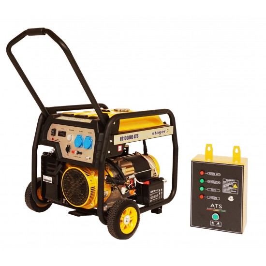 Stager FD 10000E+380V ATS generator open-frame 8kW, monofazat, benzina, automatizare trifazata