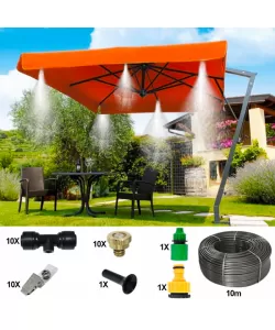 Sistem racire exterioara terase, 10m, 10 duze, 10 clipsuri montaj Sistem racire exterioara terase, 10m, 10 duze, 10 clipsuri montaj