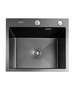 Chiuveta bucatarie BÖHM BH5045BA, inox alimentar SUS304, 500 x 450 x 220 mm, finisaj Negru, sifon inclus
