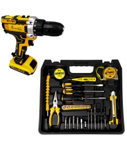 Autofiletanta de Gaurit si Insurubat German Meister 36V, 5 Ah Galbena cu 2 Acumulatori + 30 Accesorii