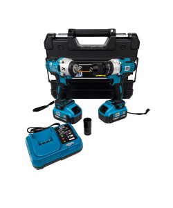 Trusa German Meister Masina cu Impact + Autofiletanta cu 2 Acumulatori 128V, 4Ah