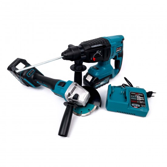 Trusa KraftWorld Completa, Bormasina cu Impact, Bormasina de Gaurit si Insurubat, Polizor Unghiular, Ciocan Rotopercutor, 3 Acumulatori, 38V, 10Ah Trusa KraftWorld Completa, Bormasina cu Impact, Bormasina de Gaurit si Insurubat, Polizor Unghiular, Ciocan Rotopercutor, 3 Acumulatori, 38V, 10Ah