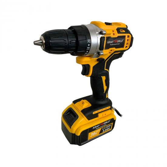 Trusa KraftWorld Masina de gaurit si insurubat /Polizor unghiular, 2 acumulatori 36V 8 Ah