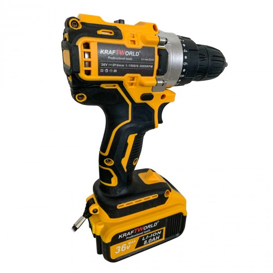 Trusa KraftWorld Masina de gaurit si insurubat /Polizor unghiular, 2 acumulatori 36V 8 Ah