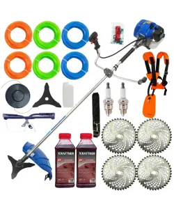 Motocoasa benzina Ural 8.5 CP, 52cmc, 12000rpm, 20 de accesorii incluse  , carcasa albastra