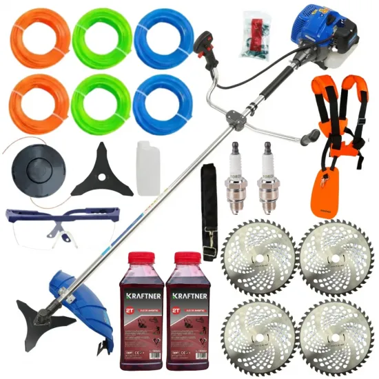 Motocoasa benzina Ural 8.5 CP, 52cmc, 12000rpm, 20 de accesorii incluse  , carcasa albastra