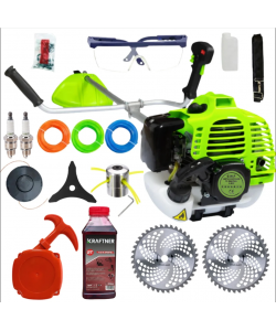 Motocoasa benzina Ural 8.5 CP, 52cmc, 12000rpm, 15 accesorii incluse , carcasa verde
