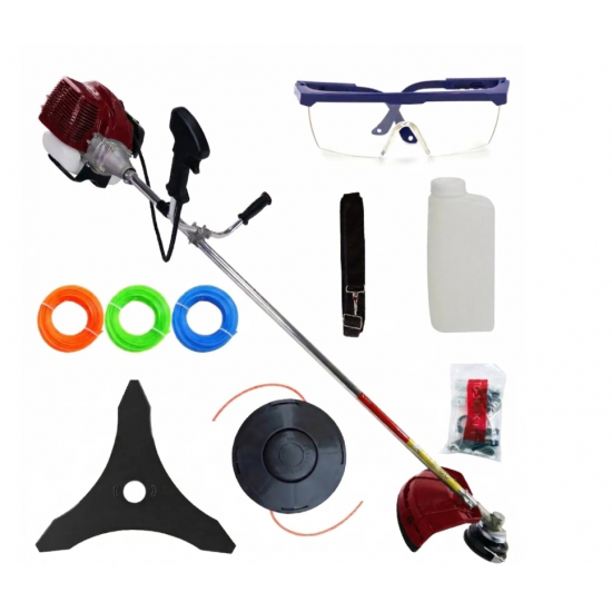 Motocoasa benzina Ural 8.5 CP, 52cmc, 12000rpm, 8 accesorii incluse , carcasa rosie
