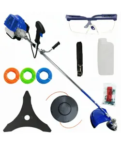 Motocoasa benzina Ural 8.5 CP, 52cmc, 12000rpm, 8 accesorii incluse , carcasa albastra 