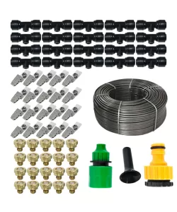 Sistem racire exterioara terase, 20m, 20 duze, 20 clipsuri Sistem racire exterioara terase, 20m, 20 duze, 20 clipsuri