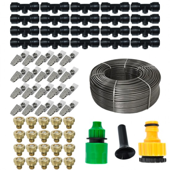 Sistem racire exterioara terase, 15m, 15 duze, 15 clipsuri Sistem racire exterioara terase, 15m, 15 duze, 15 clipsuri