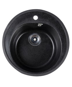 Chiuveta rotunda de bucatarie, material compozit, negra, 500mm