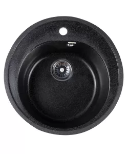 Chiuveta rotunda de bucatarie, material compozit, negra, 500mm