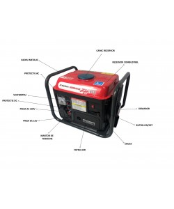 Generator pe Benzina Elefant ZH 950, Monofazat, 750 W, 230 V, 1 Cilindru, Motor 2 timpi, 1 CP (EF-8624)