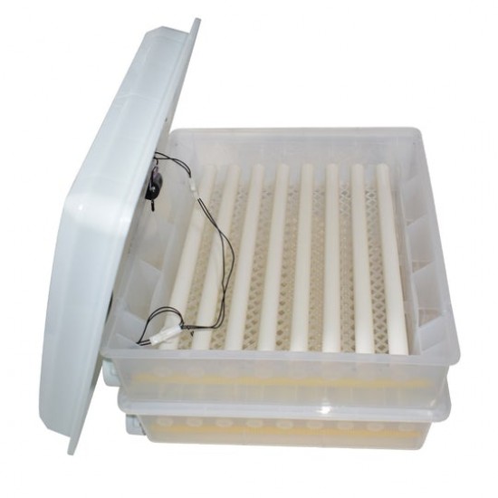 Incubator oua MS-120, 120 oua gaina automat, cu 2 nivele, 80W, ovoscop incorporat